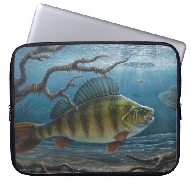 Capa Para Notebook Pesca no Gelo de Perca (Frente)
