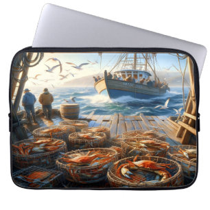 Capa Para Notebook Pescadores De Colheita De Crepúsculos Que Recolhem