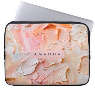 Capa Para Notebook Pêssego e Rubor com Pincelada Cremosa Personalizad