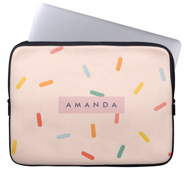 Capa Para Notebook Pêssego Pastel Divertido Personalizado com Confeit (Frente)