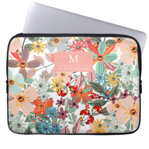 Capa Para Notebook Pessegueira Verde Romântica Floral Suave Rosa Clás