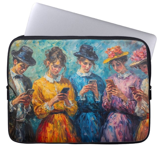 Capa Para Notebook pessoas do século 19 usando smartphones (Frente)