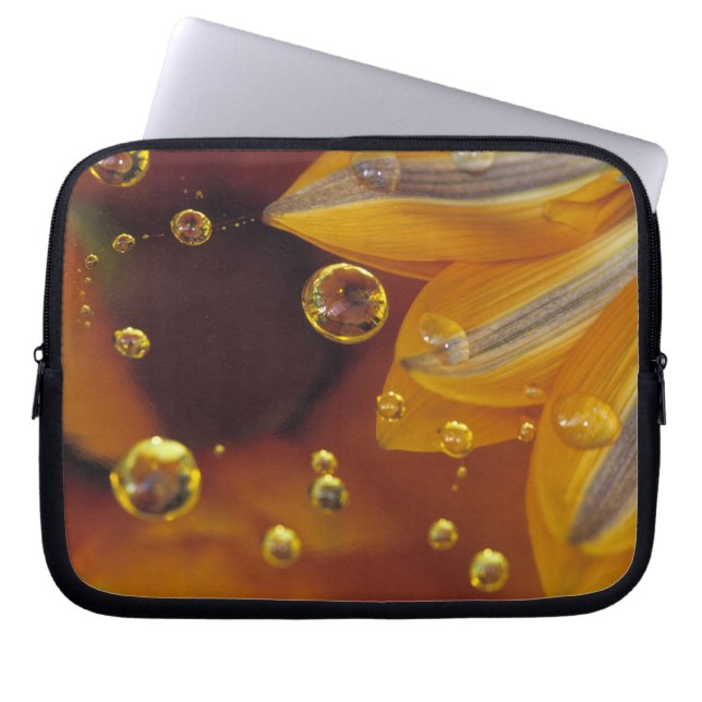 Capa Para Notebook Pétalas na superfície refletora Mylar com gotas. (Frente)