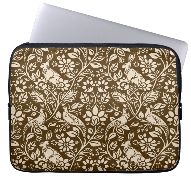 Capa Para Notebook Pheasant and Hare Patterno, Brown and Beige (Frente)