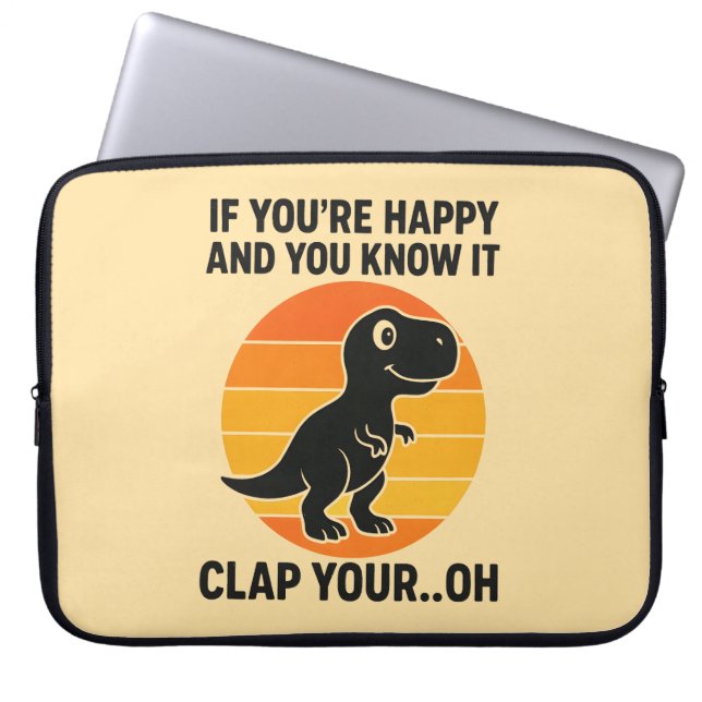 Capa Para Notebook Piada do T Rex Engraçado Bata as Mãos Oh Dinossaur (Frente)