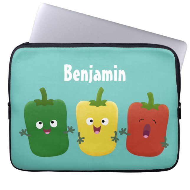 Capa Para Notebook Pimenta-de-sino-branco capsicum trio cantando cart (Frente)