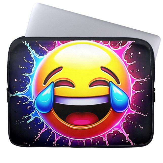 Capa Para Notebook Pincelada Alegre: Arte de Emoji Risonho (Frente)