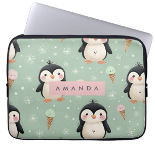 Capa Para Notebook Pinguim Cute Personalizado e Padrão de Sorvete