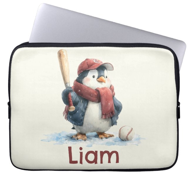 Capa Para Notebook Pinguim de Baseball de Inverno Personalizado para  (Frente)