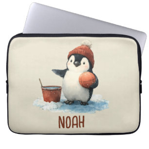 Capa Para Notebook Pinguim de Basquete de Inverno Personalizado para