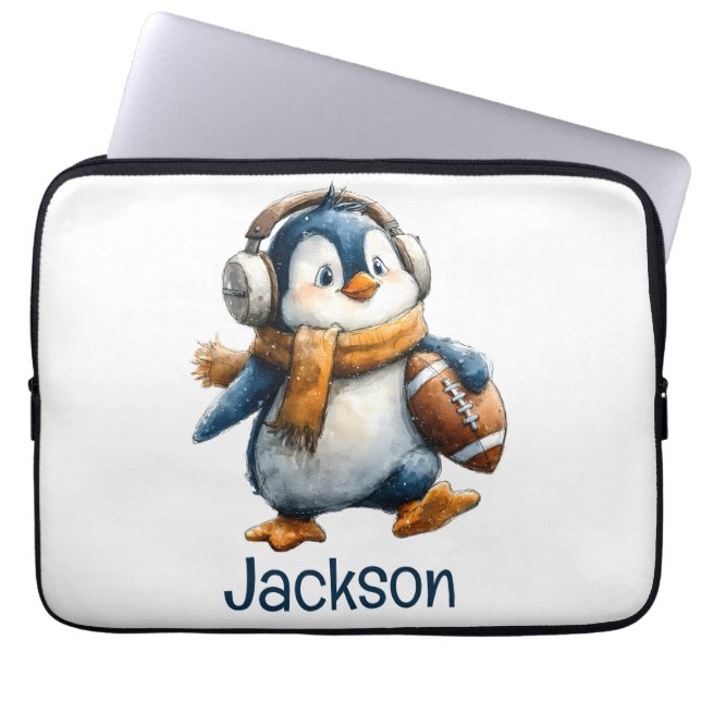 Capa Para Notebook Pinguim de Futebol de Inverno Personalizado para C (Frente)