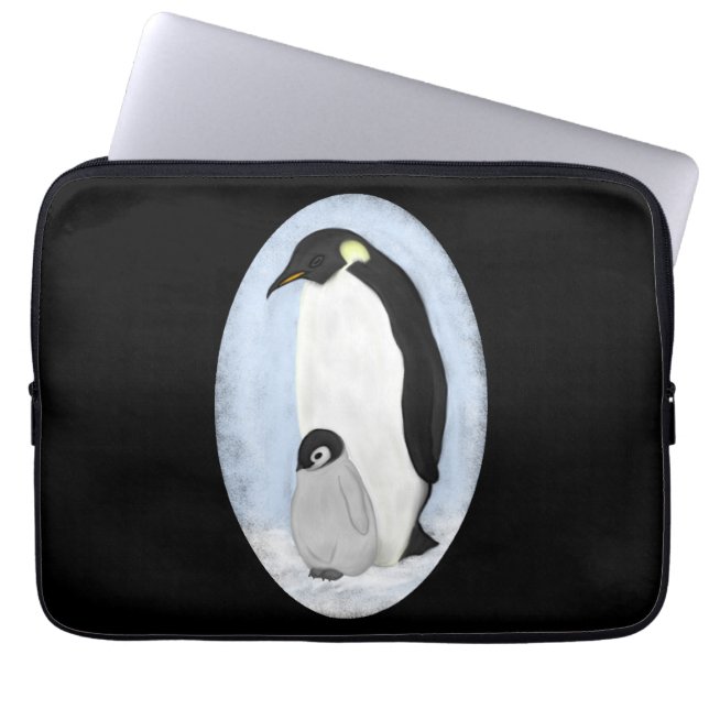 Capa Para Notebook Pinguim e bebê (Frente)
