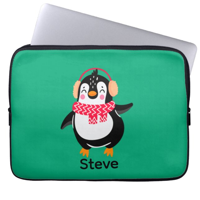 Capa Para Notebook Pinguim Jolly Natal em Scarf com Malgas (Frente)