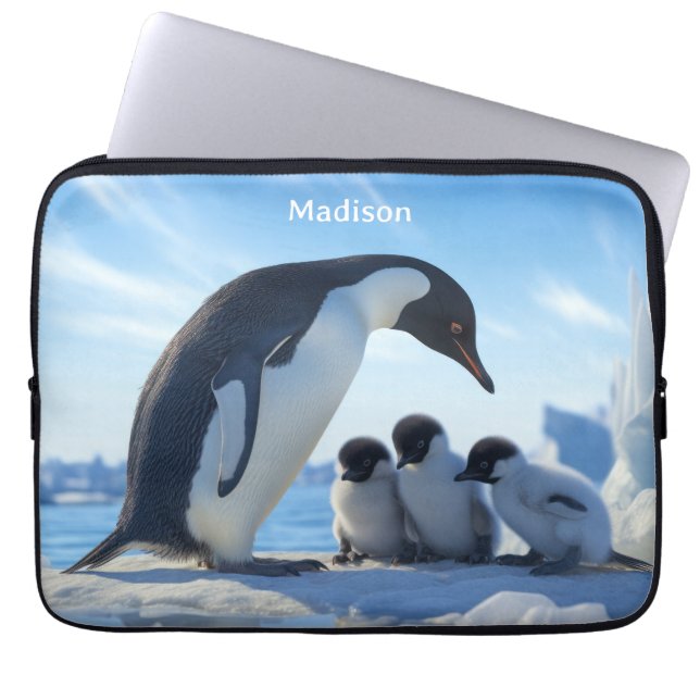 Capa Para Notebook Pinguins de Cubo de Nome Personalizado (Frente)