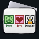 Capa Para Notebook Pinguins de Paz e Amor<br><div class="desc">Um sinal verde de paz,  coração vermelho,  e um pinguim bonito. Eu adoro presentes bonito para animais.</div>