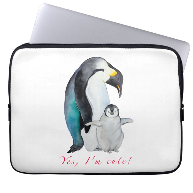 Capa Para Notebook Pinguins imperadores de aquarela (Frente)