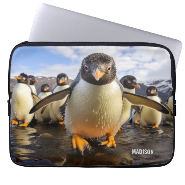 Capa Para Notebook Pinguins Legal de Nome Personalizado (Frente)