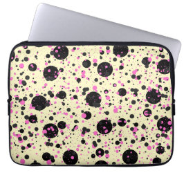Capa Para Notebook Pink & Black Polka Dot Glam Pattern