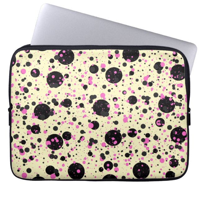 Capa Para Notebook Pink & Black Polka Dot Glam Pattern (Frente)