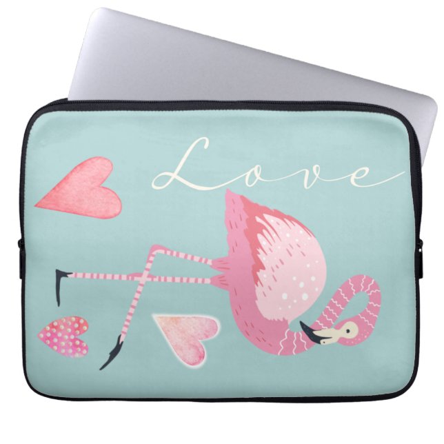 Capa Para Notebook Pink Flamingo Love Electronics Bag (Frente)