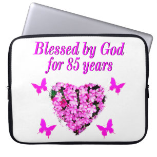 CAPA PARA NOTEBOOK PINK FLORAL BOMBADO POR DEUS POR 85 ANOS