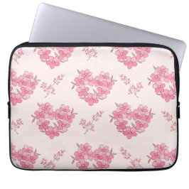Capa Para Notebook Pink Floral Hearts Pattern Electronics Bag