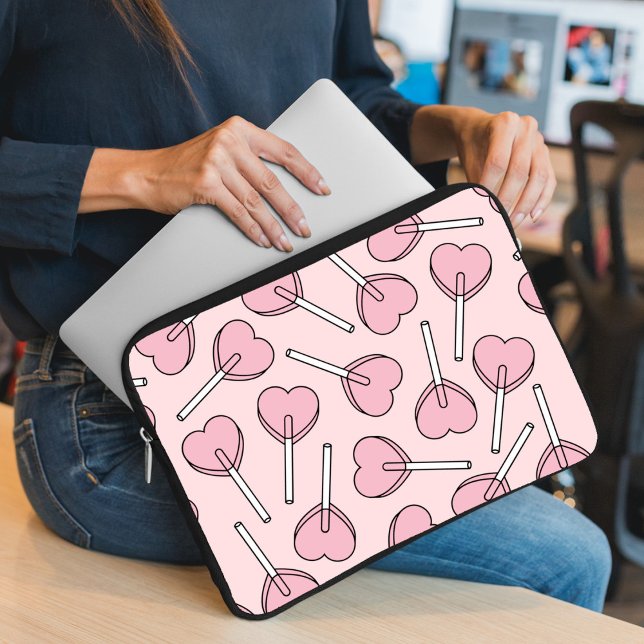 Capa Para Notebook Pink Lollipops, Heart Lollipops, Lollipop Pattern (Criador carregado)