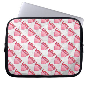 Capa Para Notebook Pink Love Heart Pattern