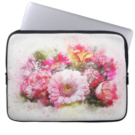 Capa Para Notebook Pink Pastel Watercolor Floral