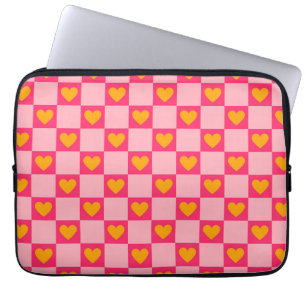 Capa Para Notebook Pink Red Yellow Heart Love Checkered Y2K Padrão