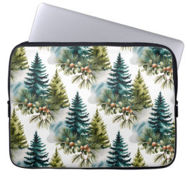 Capa Para Notebook Pino de Aquarela Padrão Elegante Inverno
