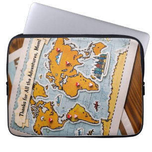 Capa Para Notebook Pinos e marcos do mapa mundial