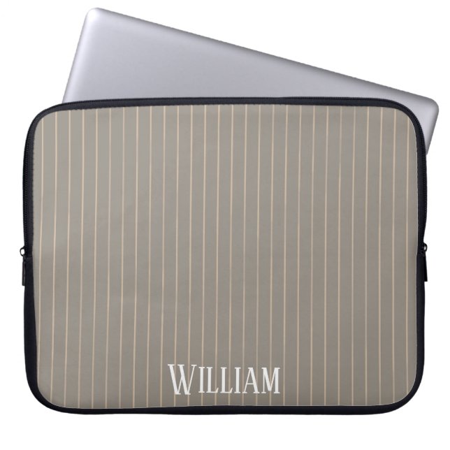 Capa Para Notebook Pinstripes bege personalizado (Frente)