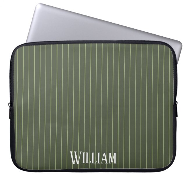 Capa Para Notebook Pinstripes verde-oliva (Frente)