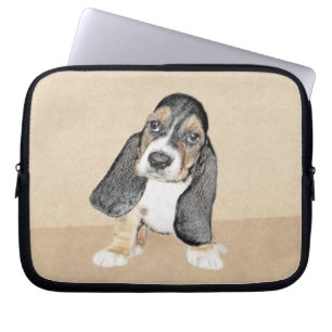 Capa Para Notebook Pintado de Cachorro Basset - Arte Cachorro Origina