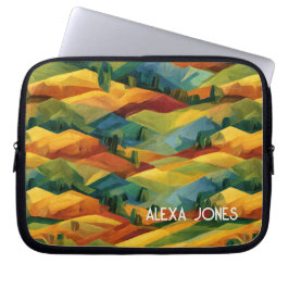 Capa Para Notebook Pintor de Colinas Cubistas Vibrantes Outono Nome P