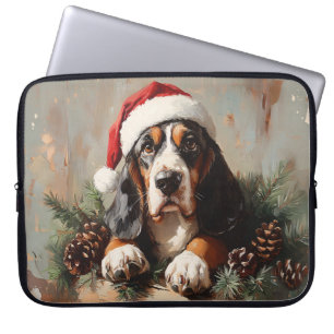 Capa Para Notebook Pintura a óleo de Basset Hound com chapéu de Papai