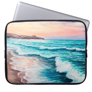 Capa Para Notebook pintura a óleo do lindo pôr do sol roxo sobre o oc