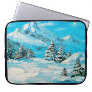 Capa Para Notebook pintura a óleo, paisagem de montanha de inverno c