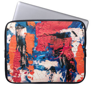 Capa Para Notebook Pintura azul, laranja, vermelha e preta