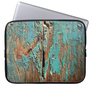 Capa Para Notebook Pintura azul velha na madeira