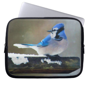 Capa Para Notebook Pintura Blue Jay - Arte Original para Pássaros
