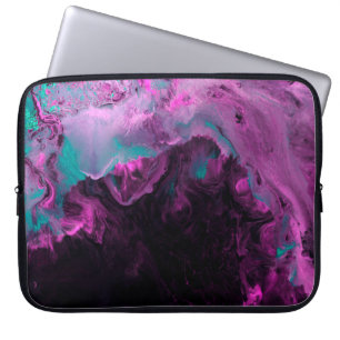 Capa Para Notebook Pintura criativa neon verde e roxa, abstrato