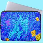Capa Para Notebook Pintura de Abstrato Azul Moderno<br><div class="desc">Este design apresenta um fundo azul escuro com espirais azuis claros e peças amarelas</div>