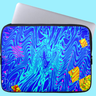 Capa Para Notebook Pintura de Abstrato Azul Moderno