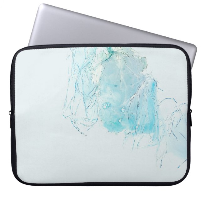 Capa Para Notebook Pintura de abstrato branco e azul (Frente)