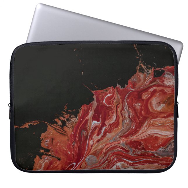 Capa Para Notebook Pintura de abstrato branco e vermelho (Frente)