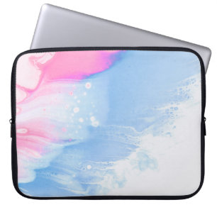 Capa Para Notebook Pintura de abstrato cor branca e rosa azul