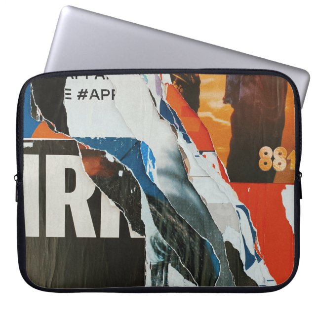 Capa Para Notebook Pintura de abstrato preto branco e laranja (Frente)