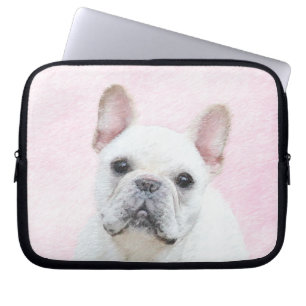 Capa Para Notebook Pintura de Bulldog Francês (Creme/Branco) - Arte 